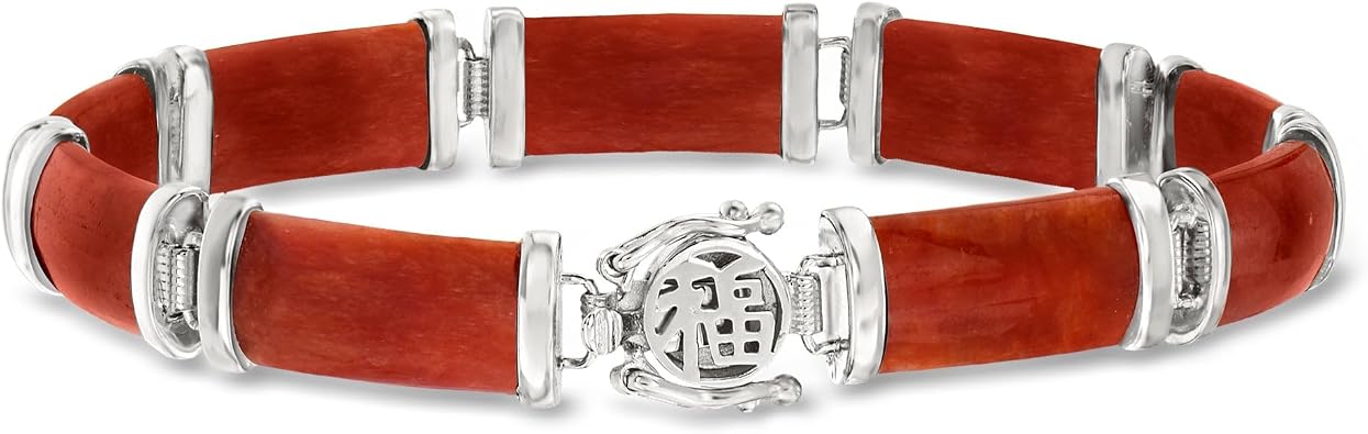Ross-Simons Jade Good Fortune Bracelet in Sterling Silver