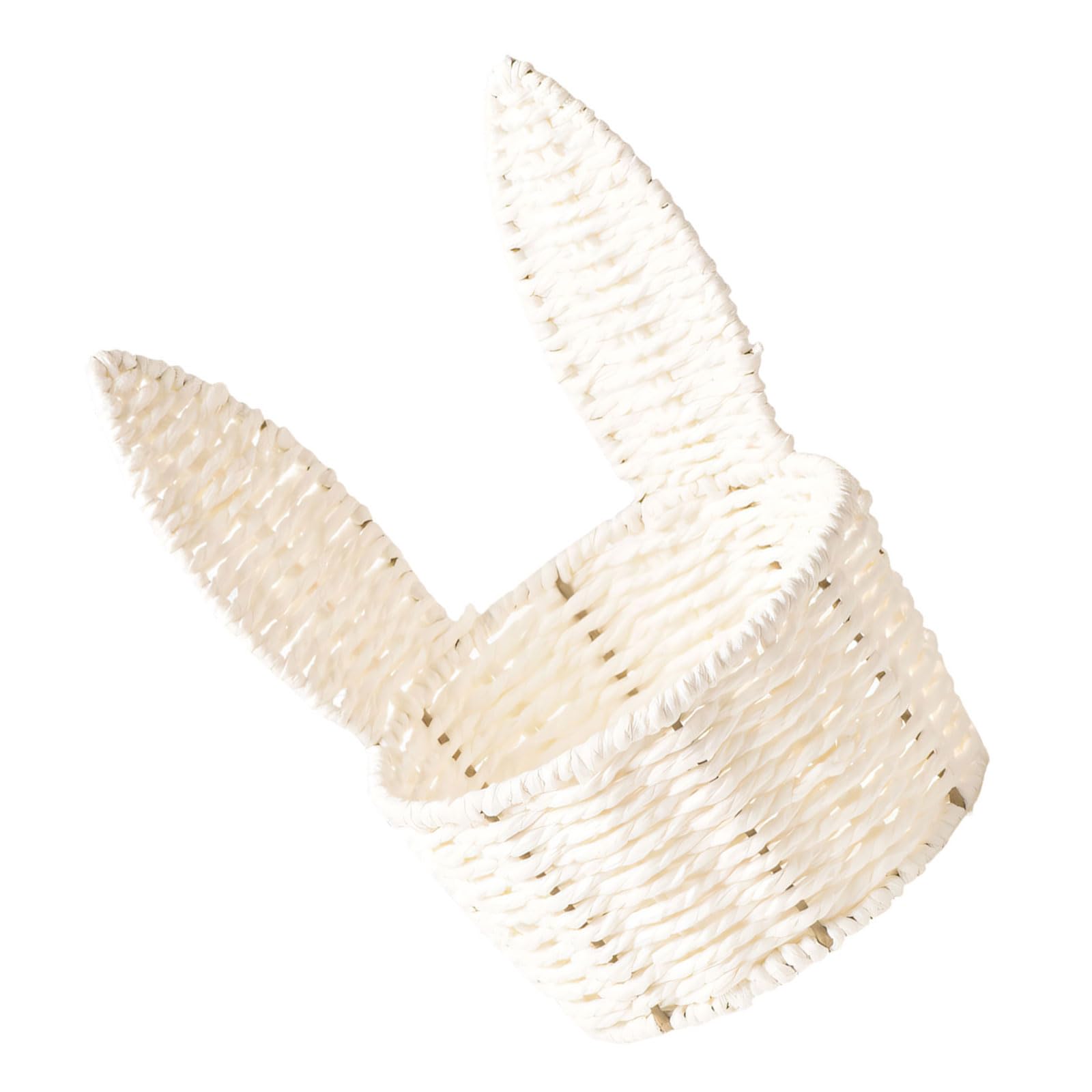 HENYGEN Woven Flower Holder with Rabbits Ears Shape Easter Eggs Storage Basket Home Organization Supplies Handwoven Flower Decorative Storage Decoration