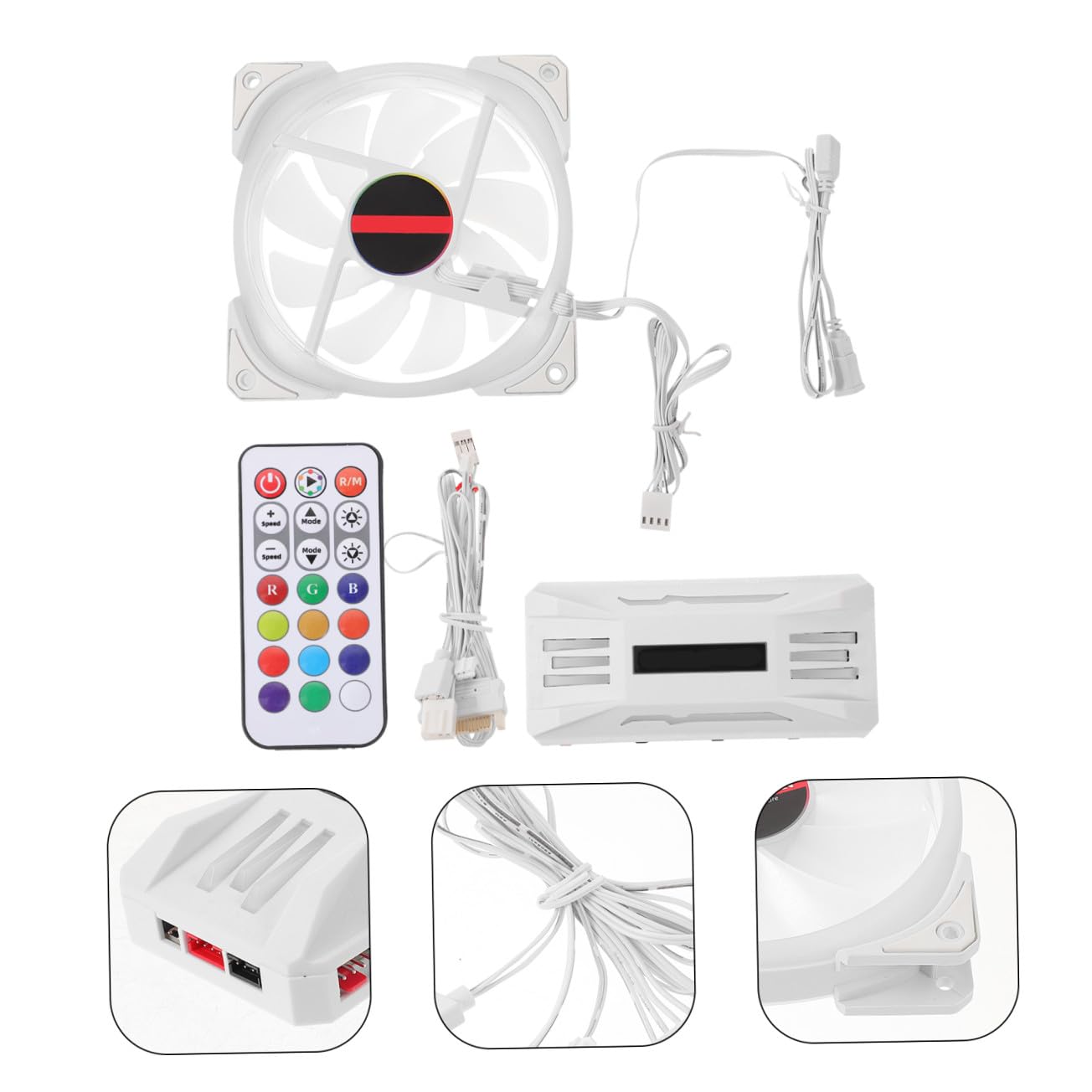 Ventilador de Refrigeración Rgb 12cm Doble Anillo Blanco Abs | Fiesta Verano, Diseño de Doble Iluminación, Formato para Torre y Equipo de Sobremesa