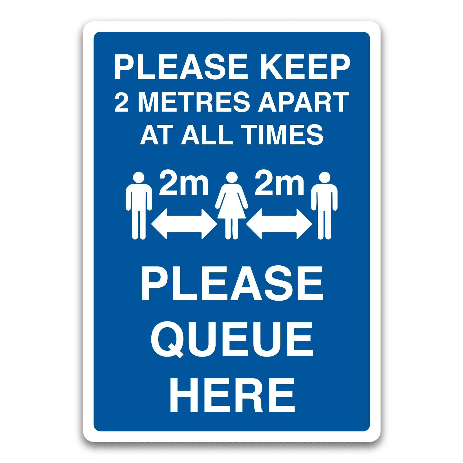Please Queue Here Health & Hygiene Sign, Metal Tin Sign 12x8inch
