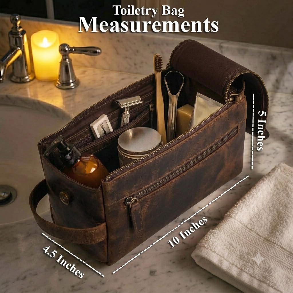 warreplica Neceser de viaje de piel auténtica de alta calidad, kit de dopp resistente al agua y organizador de afeitado para hombres y mujeres, marrón burdeos, Neceser de viaje