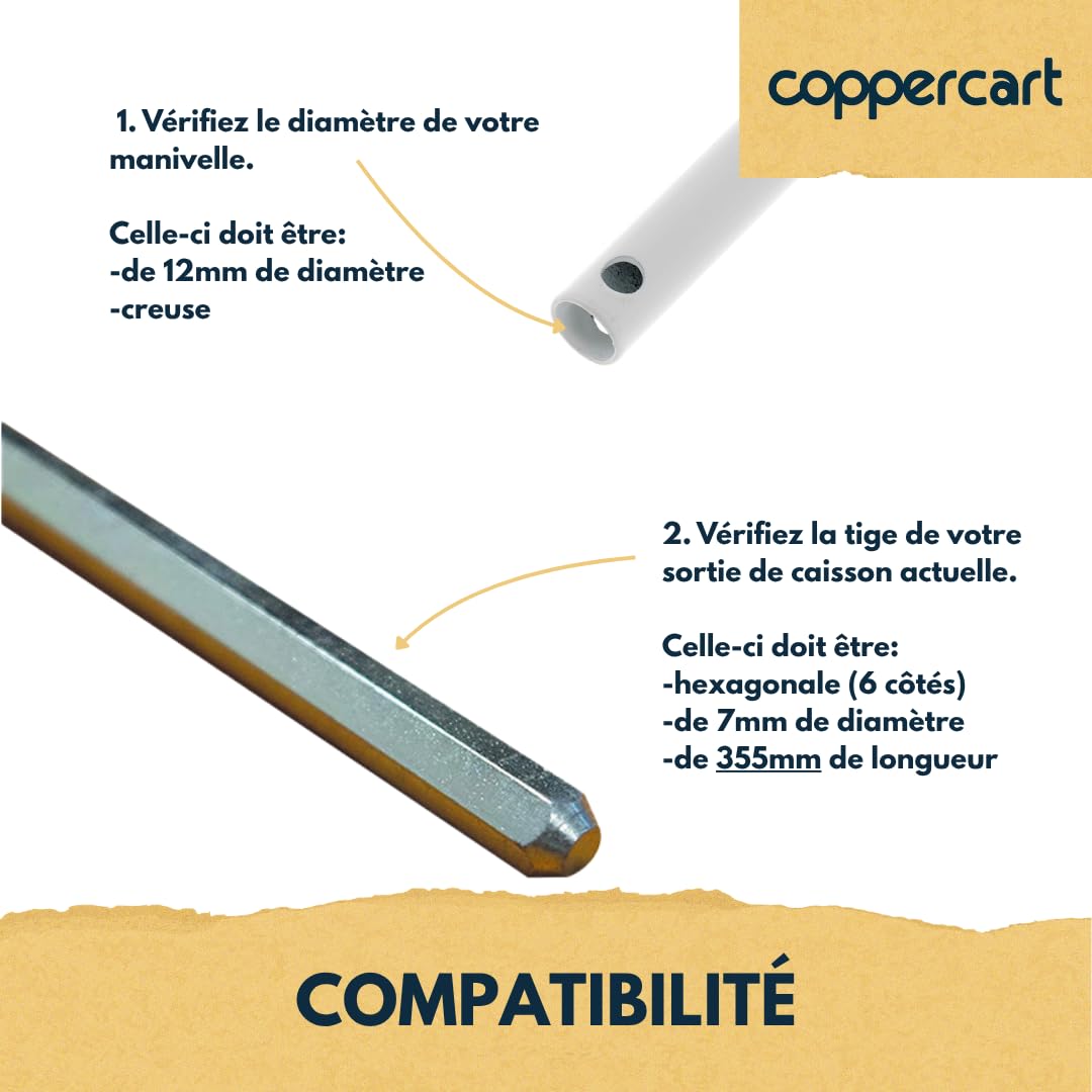 Sortie de Caisson Volet Roulant 90° – D590MB - Longueur 355 mm – Renvoi de Manivelle 6 Pans 7 – Système de Manœuvre à Manivelle – Blanc – Fixation Vis