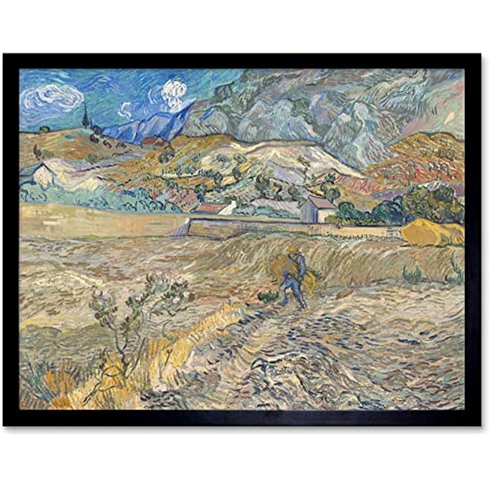 Van Gogh Landscape At Saint Remy Enclosed Field With Peasant Unframed Wall Art Print Poster Home Decor Premium