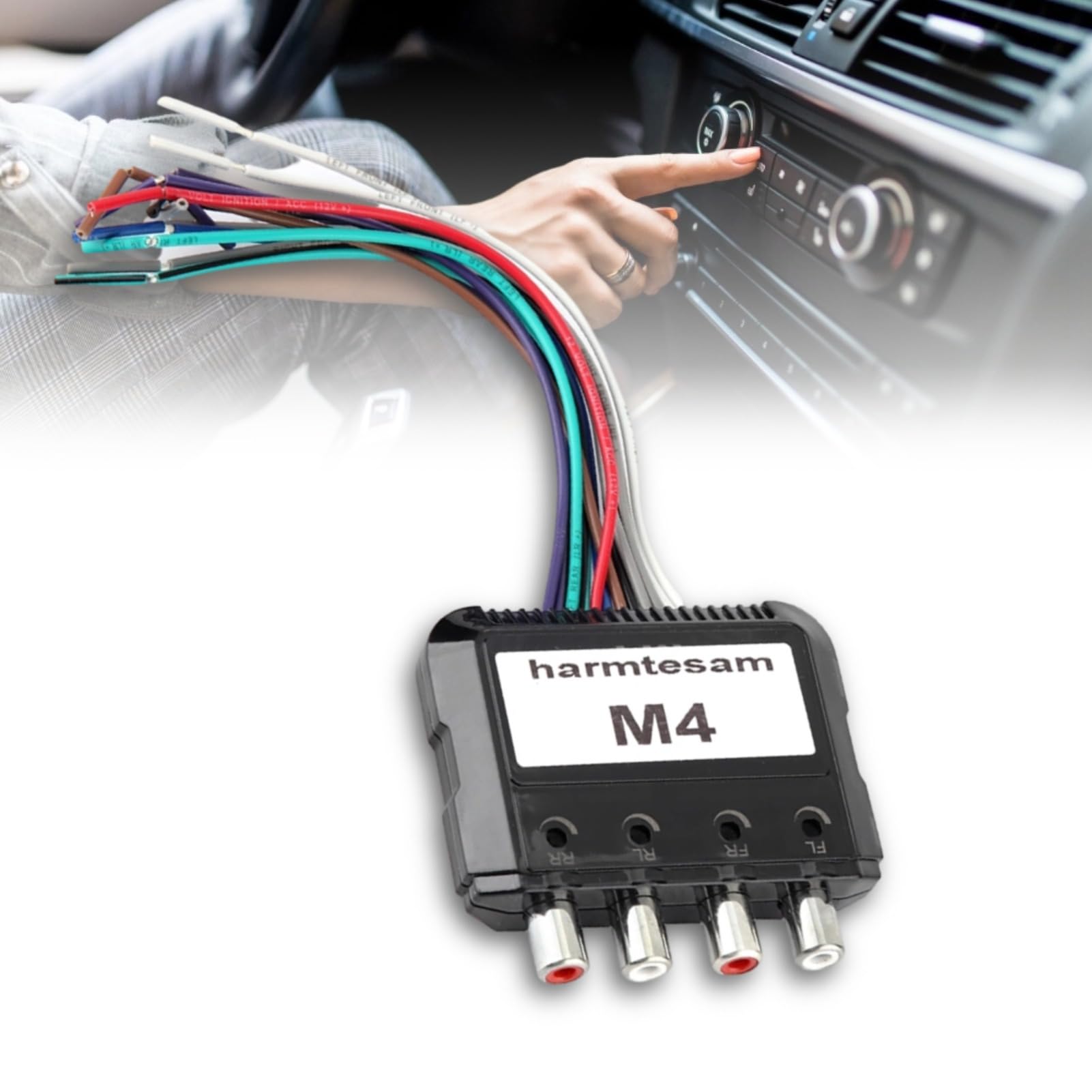 High to Low Audio Converter, 4 Channel Car Audio Converter, Car Stereo Subwoofer Audio Converter with Power Amplifier Control Wire, for Car's CD, Radio, DVD, Hosts and Amplifiers