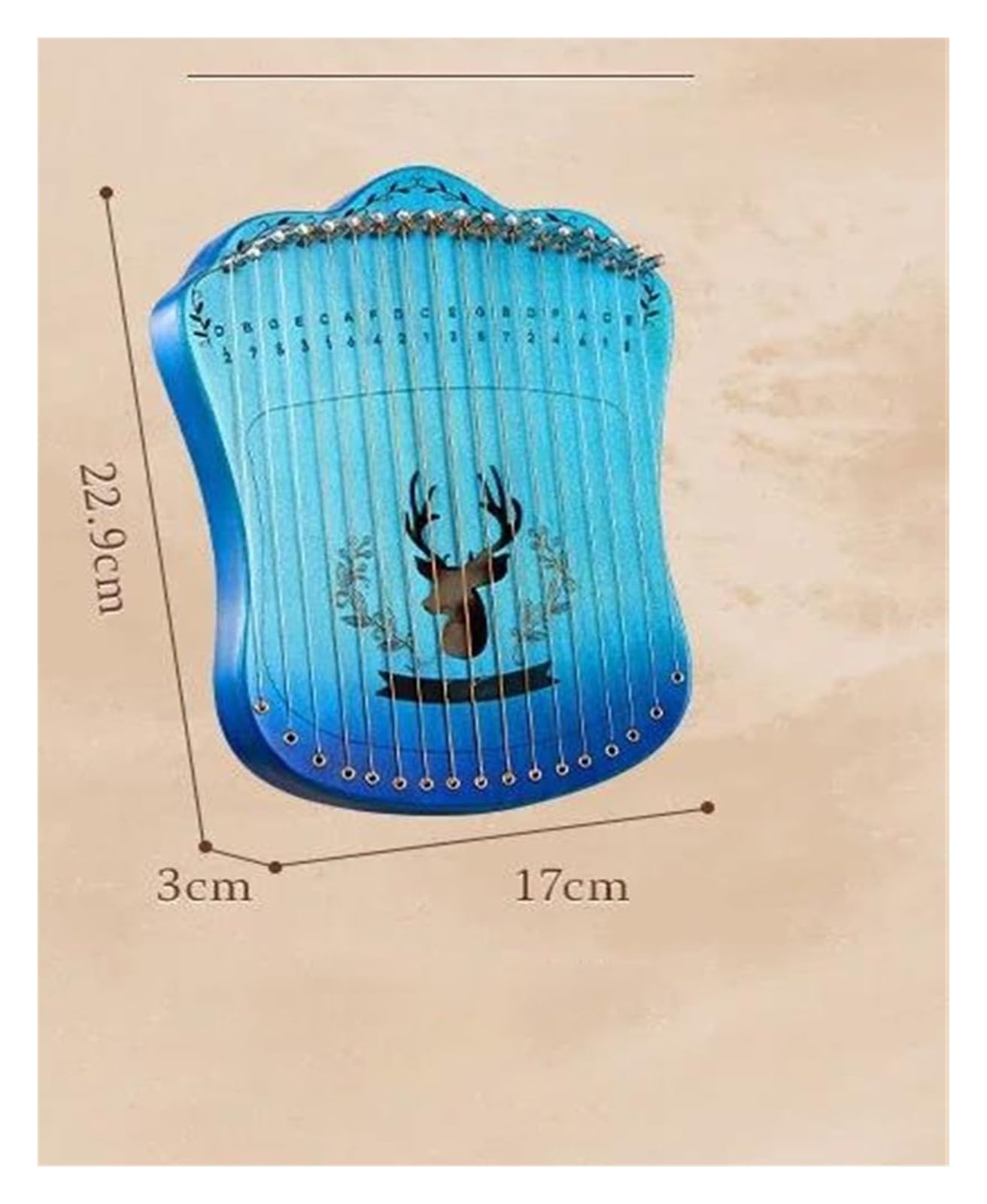 xilofono professionale Arpa A Lira Portatile 17 Corde Lira Da Gioco Con Dita In Legno Di Faggio Con Borsa E Corda Di Ricambio Strumenti A Corda Per Principianti(Blue)