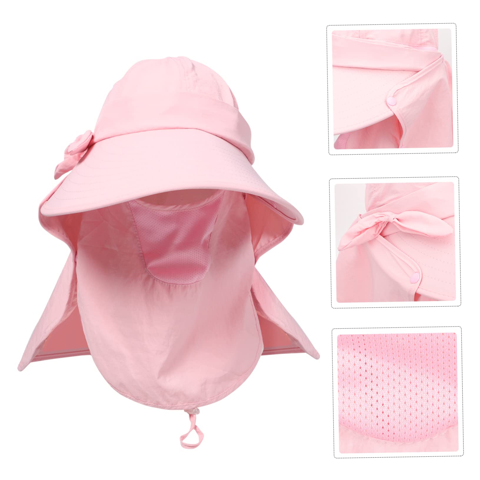 VALICLUD Chapeau De Soleil Extérieur Chapeaux De Soleil Respirants pour Femmes Chapeau De Couverture De Visage De Cou Chapeaux à Visière pour Femmes Chapeaux D'extérieur Nylon Rose
