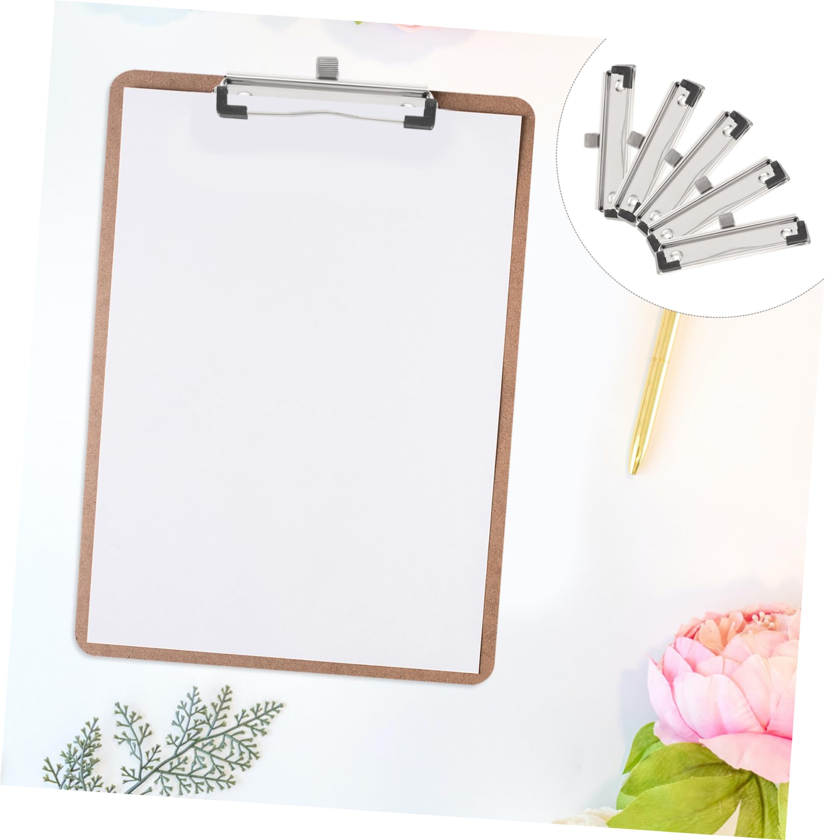 Clip Metallo per Portablocco 5 Pezzi, Resistente e Multifunzionale, Design Minimalista e Argento, per Casa e Ufficio