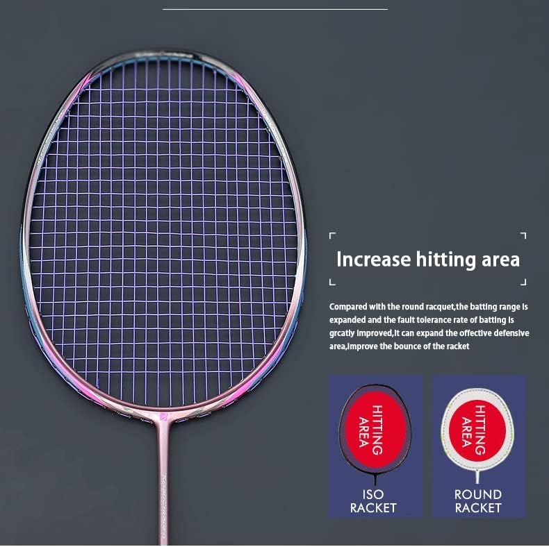 Miniatura 5 de LIUJUN - Raqueta profesional de bádminton de fibra de carbono de 65 G, súper ligera, multicolor, 22-35 libras, pádel de fuerza deportiva