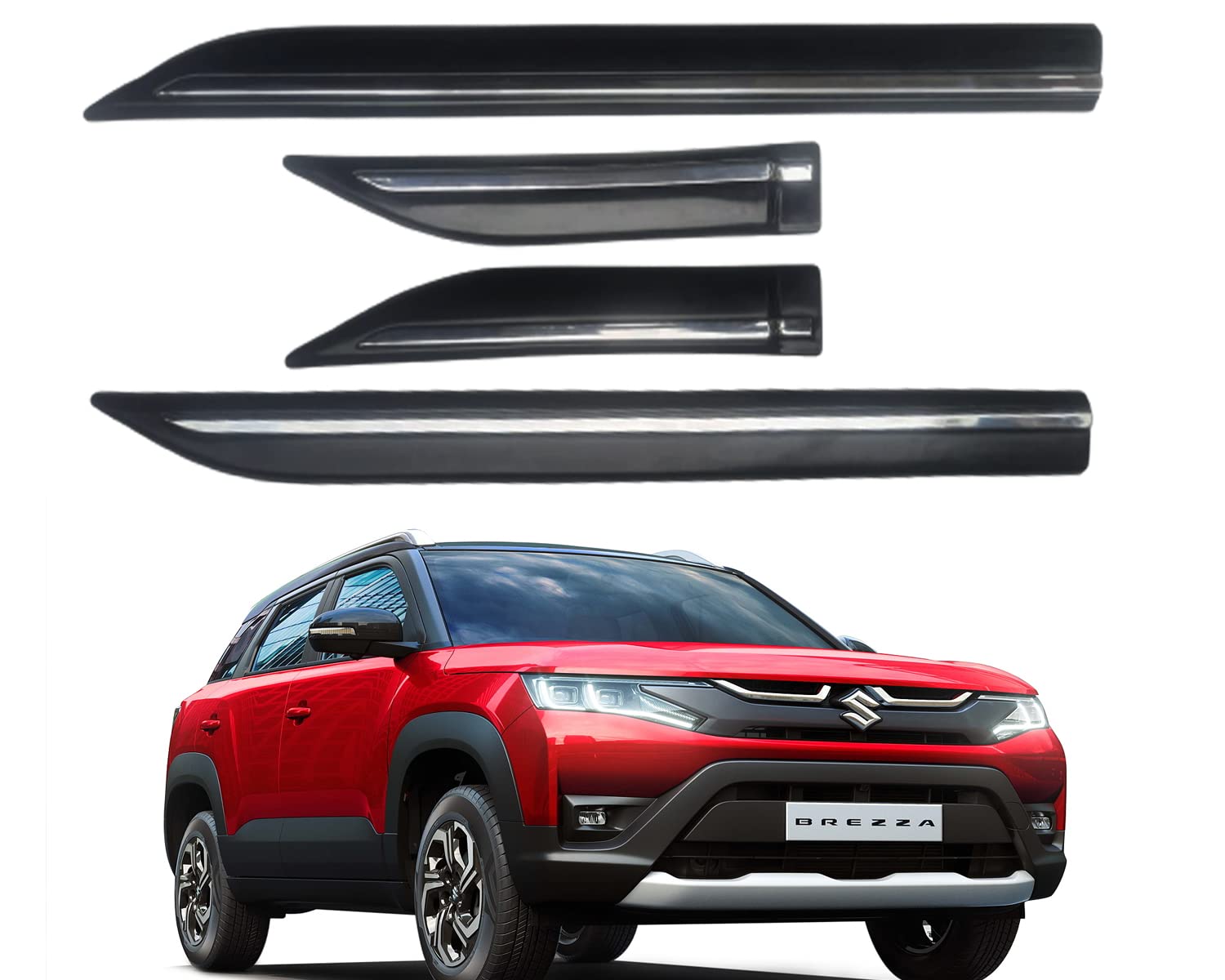 Auto Car Door Side Beading Moulding Compatible for Maruti Brezza 2022 New Set of 4