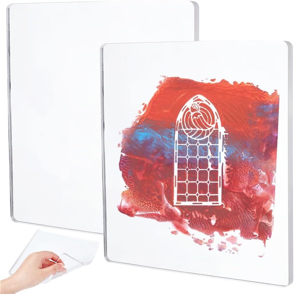 Udsknv[Ksl As Shown For Card For Arts For Art 2Pcs 7Inch Square Gel Monoprinting Print Plates Clear Class Printmaking Supplies