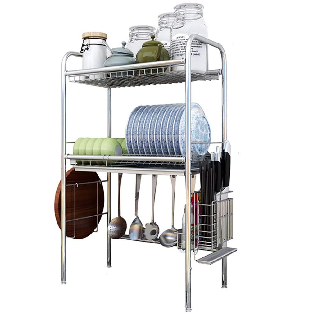 SaryEdge Dish Drainers Over The Sink Dish Rack With Drip Tray,Sturdy And Stable Stainless Steel 2 Tier Dish Drainer For Placing Bowls,Plates,Utensil,Cutting Board,S,S
