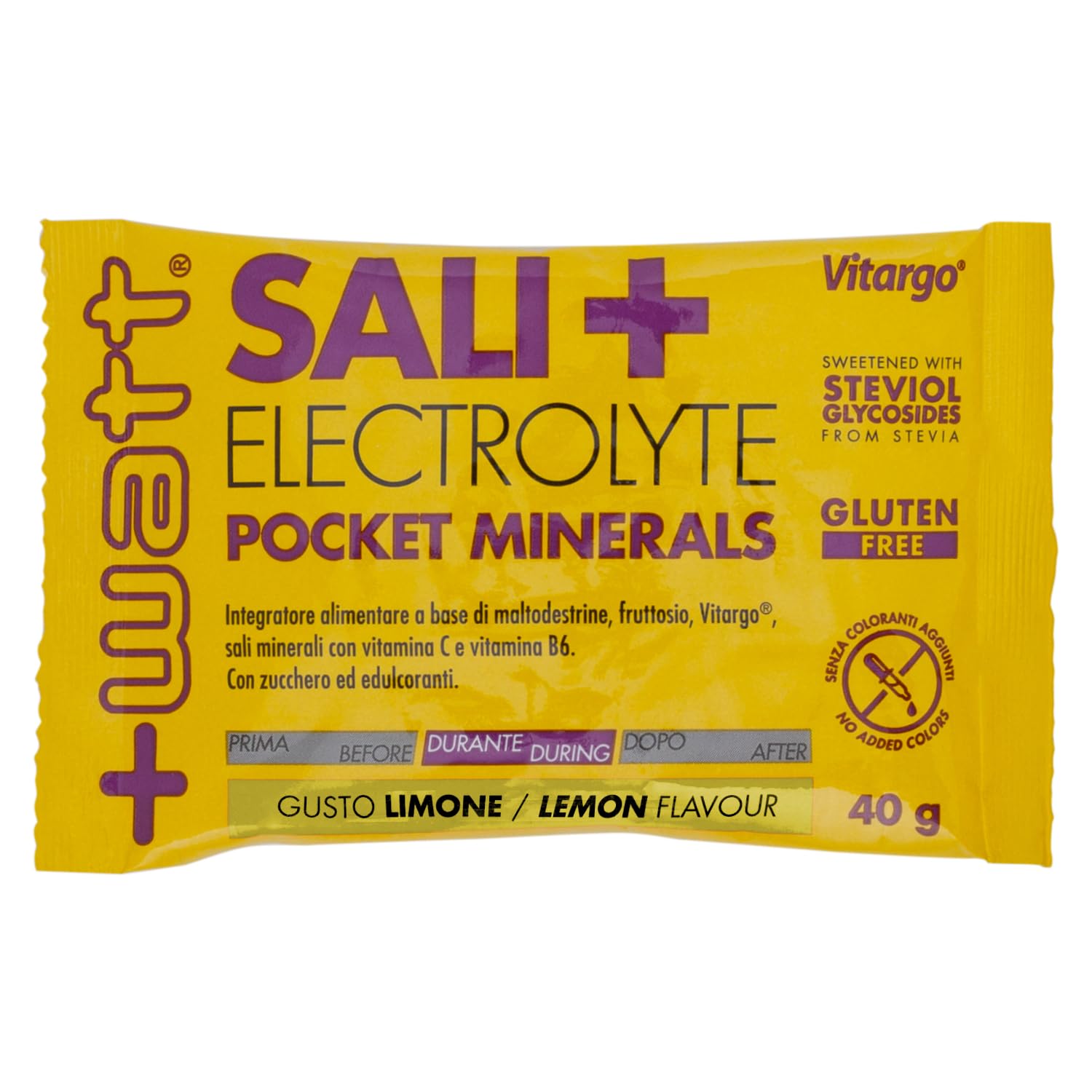 Sali+ Electrolyte - Integratore Alimentare con Sali Minarali, Fruttosio, Maltodestrine e Vitargo - Utile durante l'Attività Sportiva - Senza Glutine - Bustina da 40g - Gusto Limone