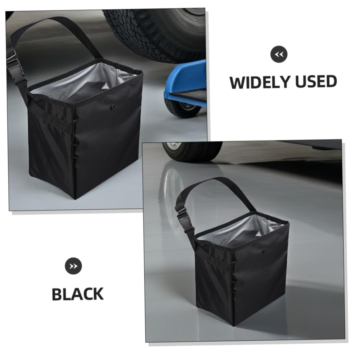 Anneome Auto Mülleimer 2 Stück-pack 8, 5 L aus Nylon und Pvc Schwarz | Tragbare Mehrzweck Boxen, für Werkzeug und Spielzeug, für Reisen, Camping und Zuhause