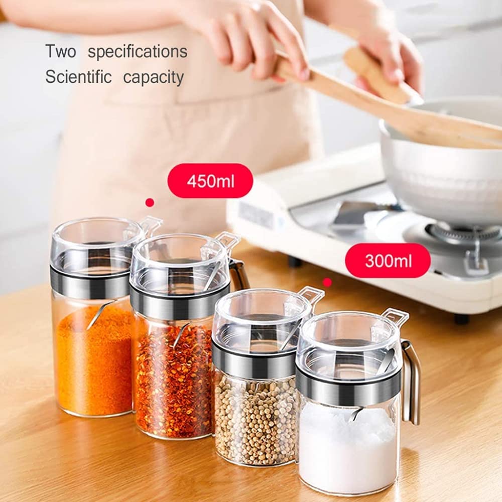 Contenitore Per Spezie In Vetro, Zuccheriera, Set Di Scatole Per Spezie Per Zucchero, Pepe, Sale, Spezie Per Conservare Spezie, Erbe Aromatiche, Zucchero, Sale, Pepe-300 ml*2