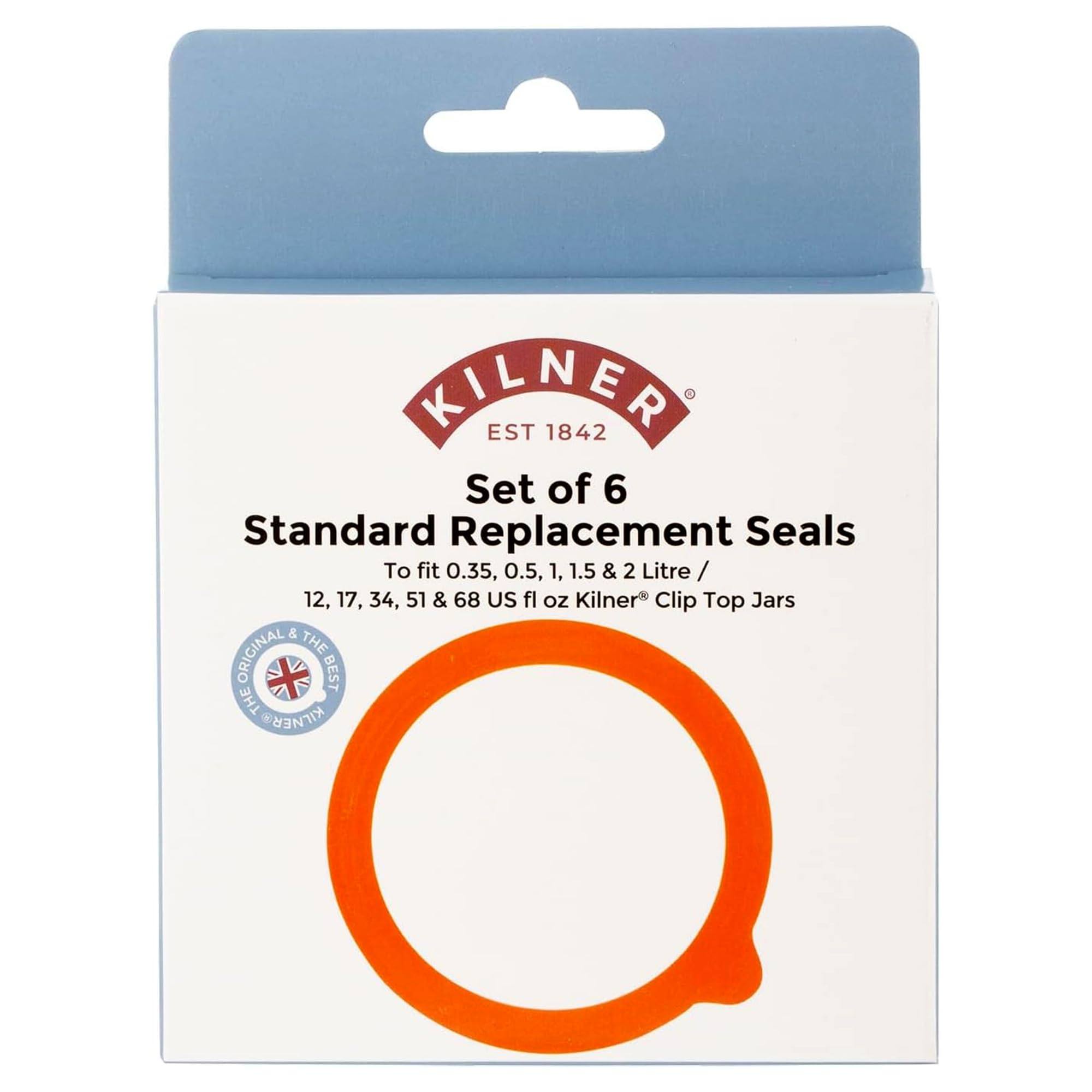 Zinniauk Orange Set Of 6 Kilner Replacement Jar Seals, Standard Rubber Rings For Clip Top Jars (0.35L, 0.5L, 1L, 1.5L, 2 Litre), Airtight Silicone Gaskets For Preserving Pickling Storage Food Safe Sealing Rings