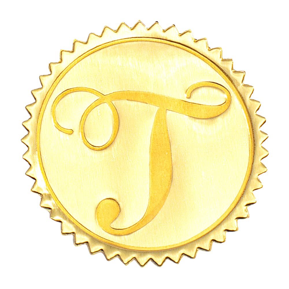PaperDirect Gold Foil Letter T Monogram Seals, Envelope Accessories, Set of 102 (CT7048)