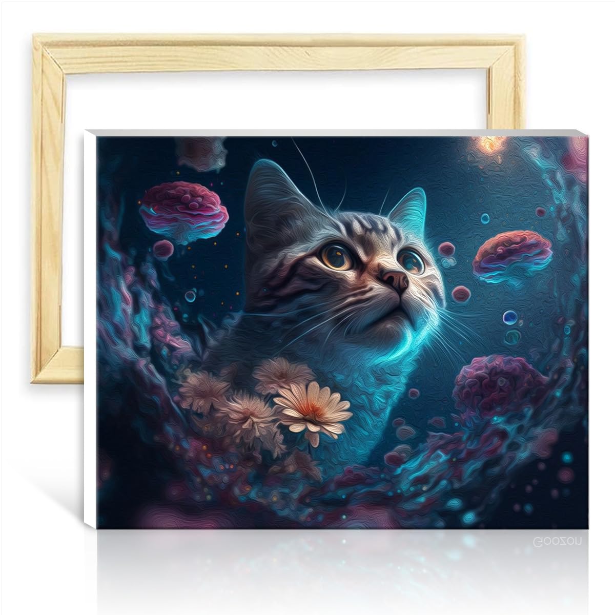 TANGFEIY Paint Kits Canvas cat Canvas DIY Digital Oil Painting with Brushes and Acrylic Pigment on Canvas Pictures for Home Wall Decor DIY Frame(40x50cm) โ image 1