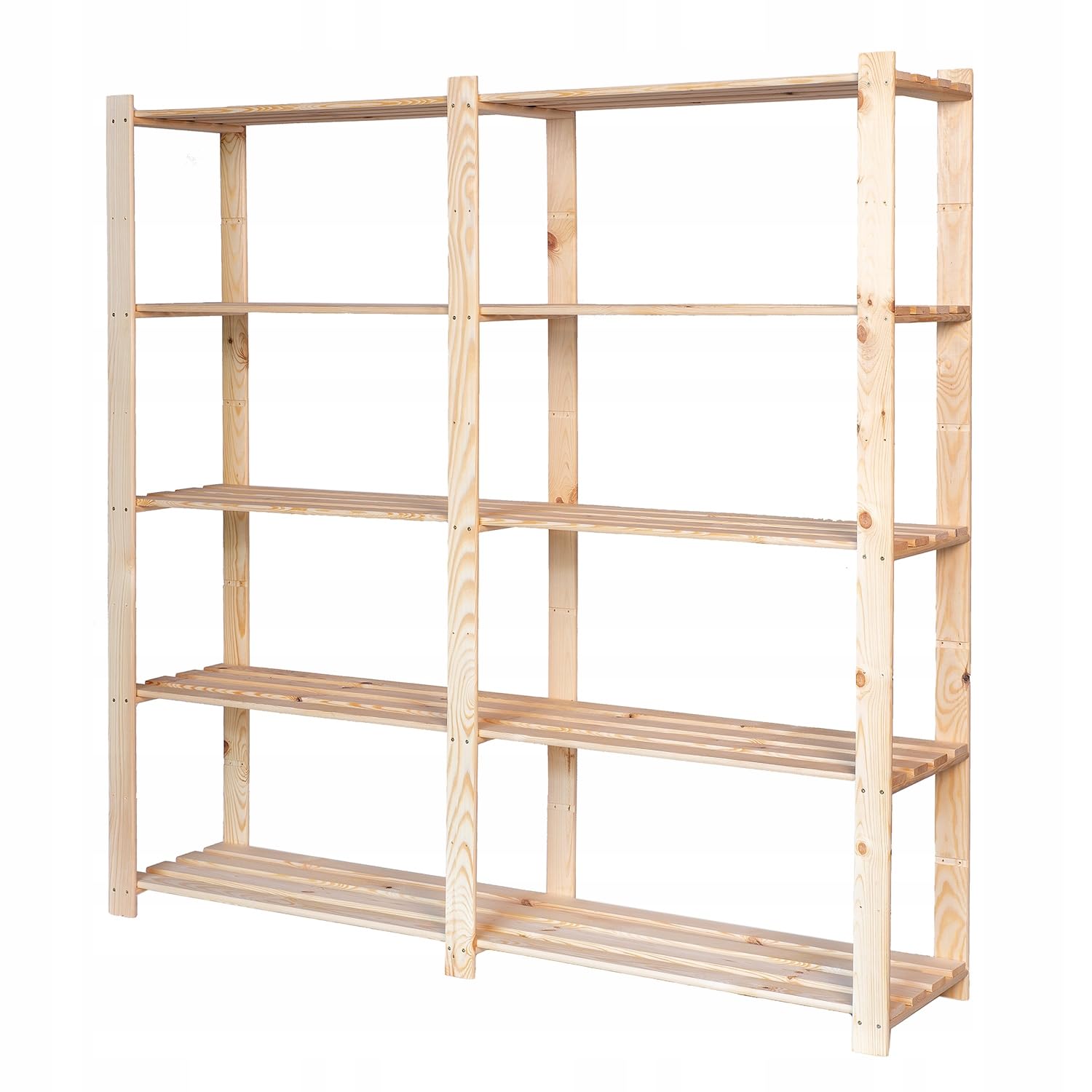 Estantería de Madera 170x170x38 cm Color Natural con 5 Baldas Estantería Grande de Pie para Garaje Sótano Salón Baño Estantería de Almacenamiento de Madera de Pino Soporte para Plantas