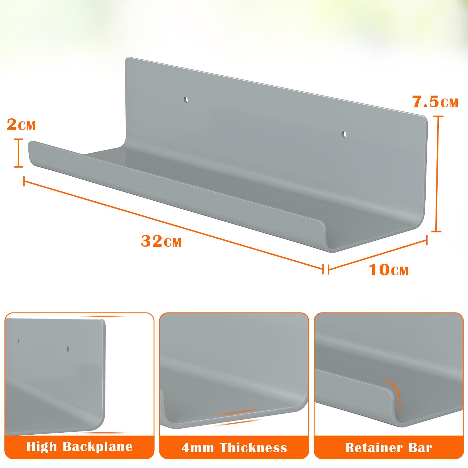 WELDUN Floating Shelves, Set of 2 Wall Mounted Shelf, Picture Ledge Display, Decorative Wall Shelves for Living Room Bedroom - Image 2