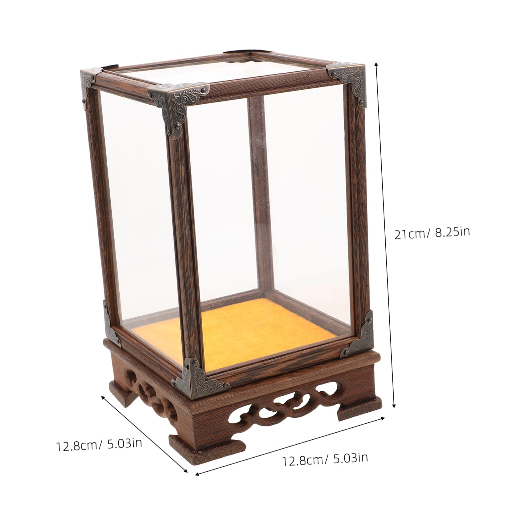 SOLUSTRE Clear Glass Display Box Buddha Statue Model Holder Protective Storage Case Desktop Display Rack for Artware and Collectibles