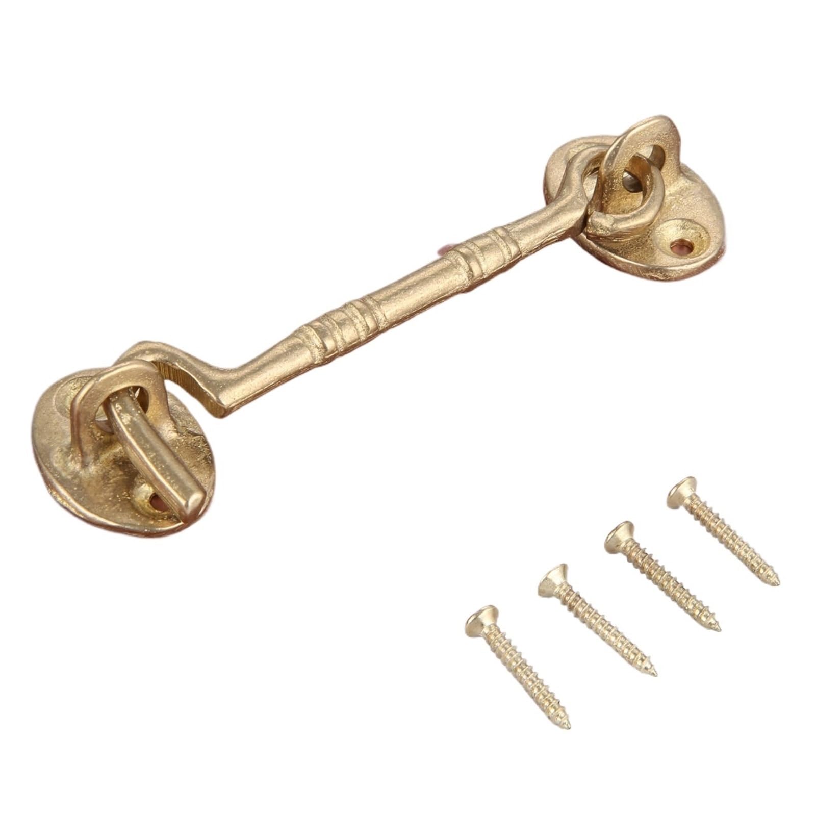 Zntihz Brass 2Pc 110Mm Antique Bronze/ Doors Windows Wind Hook Buckle Hasp Copper Furniture Window Latches Cabinet For Wooden Doors,Windows(Brass)