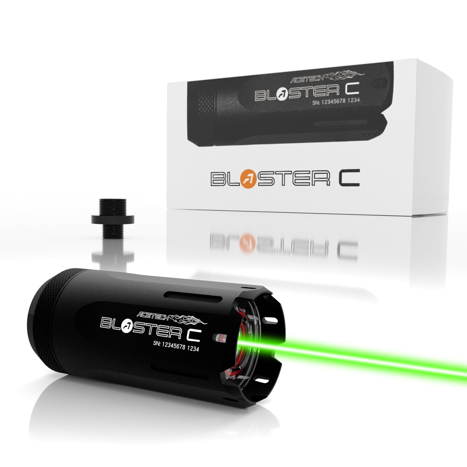 ACETECH Airsoft Pistol/Riffle Tracer Unit Blaster C 14mm CCW Negative Thread with M14- to M11+ Adaptor Glow in The Dark Green/Gel BB LED Flare Lighting Effect