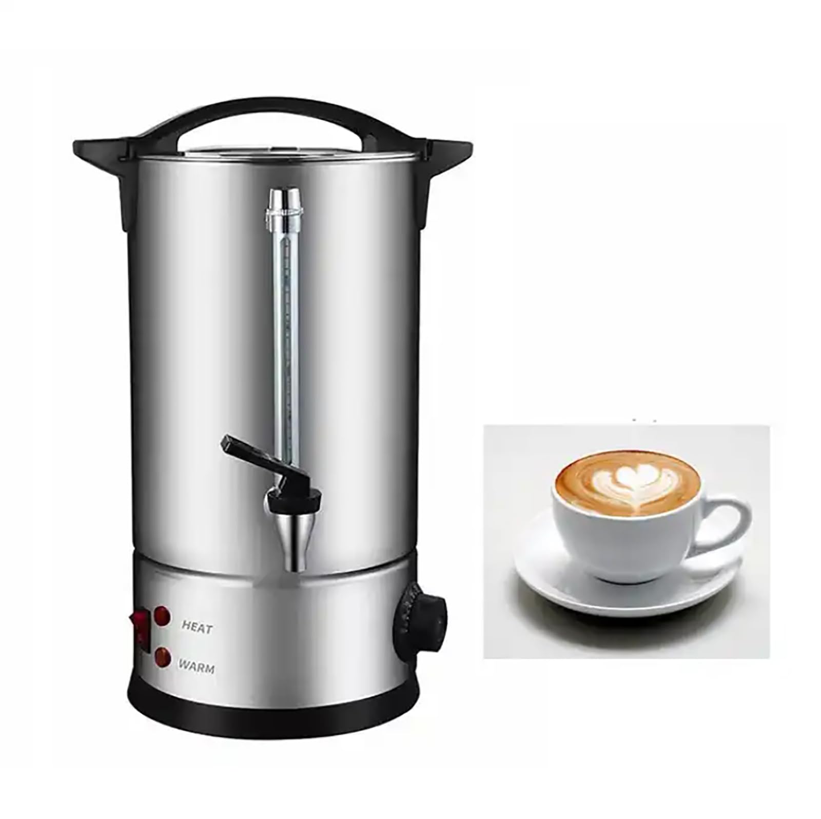 McbeAn Hot Water Dispenser, 25L Stainless Steel Electric Hot Water Boiler with Water Gauge Display, Full Chassis Heating, Anti-Dry Protection, Double-Layer Barrel Wall, for Home Commercial