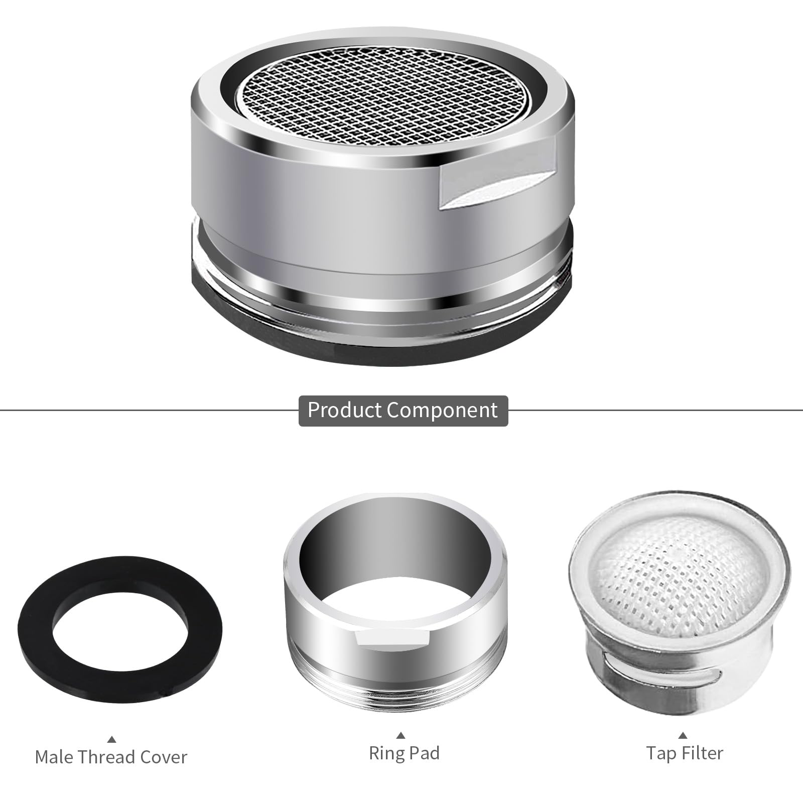 3 piezas de agua hansip – Aireador M24 – colador de grifo – Boquilla mezcladora con filtro de acero inoxidable incluye rosca exterior metálica con junta (rosca exterior de 24 mm)