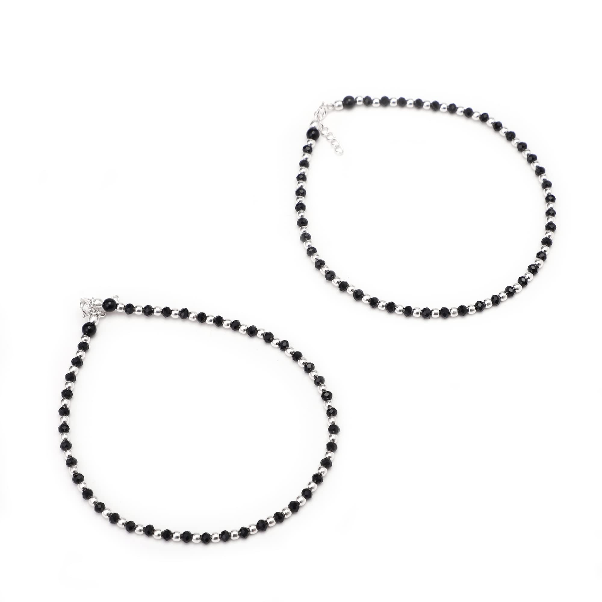 DHRUVS COLLECTION 925 Exclusive Nazariya Payal/Anklet with Black & Silver Beads (Crystal) For Girls & Women (B0BFXMYY66) Amazon Price History, Amazon Price Tracker