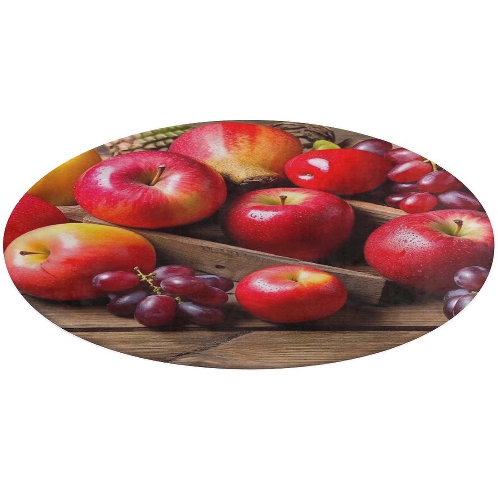 Alfombra redonda de terciopelo coral KOAYUBFC de 2 pies lavable con frutas