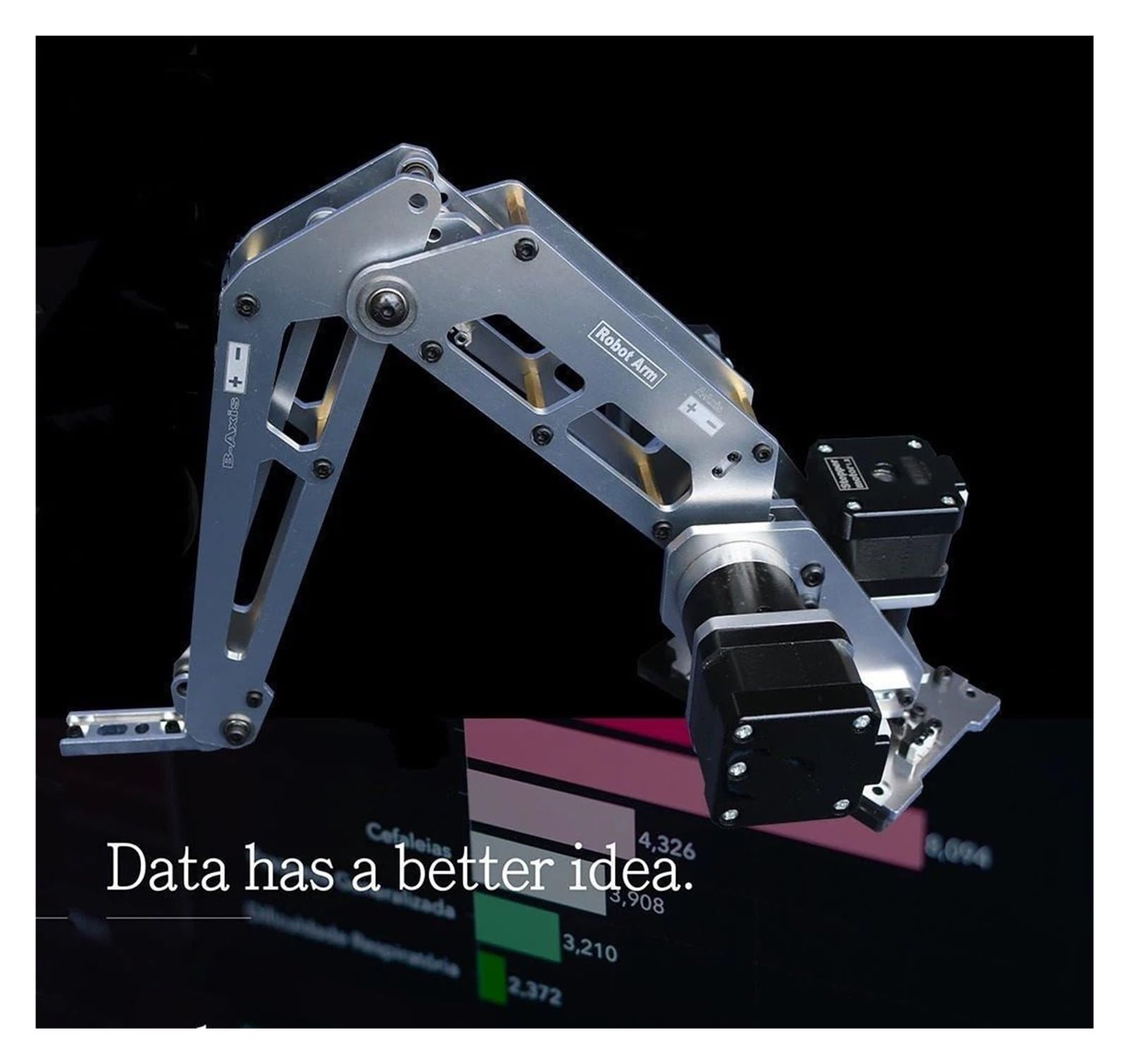 3-osiowe ramię robota krokowego Ramię robota zagęszczony model robota przemysłowego ze stopu aluminium Robot wieloosiowy(Only Arm Frame)