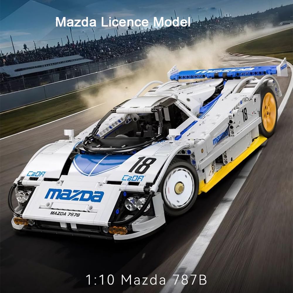 Technik Auto für CADA Mazda 787B Bausatz, 1797 KIemmbausteine MOC Technik Rennauto für Kinder, Erwachsene, Baumeister, C63007W (OHNE M0TOR)