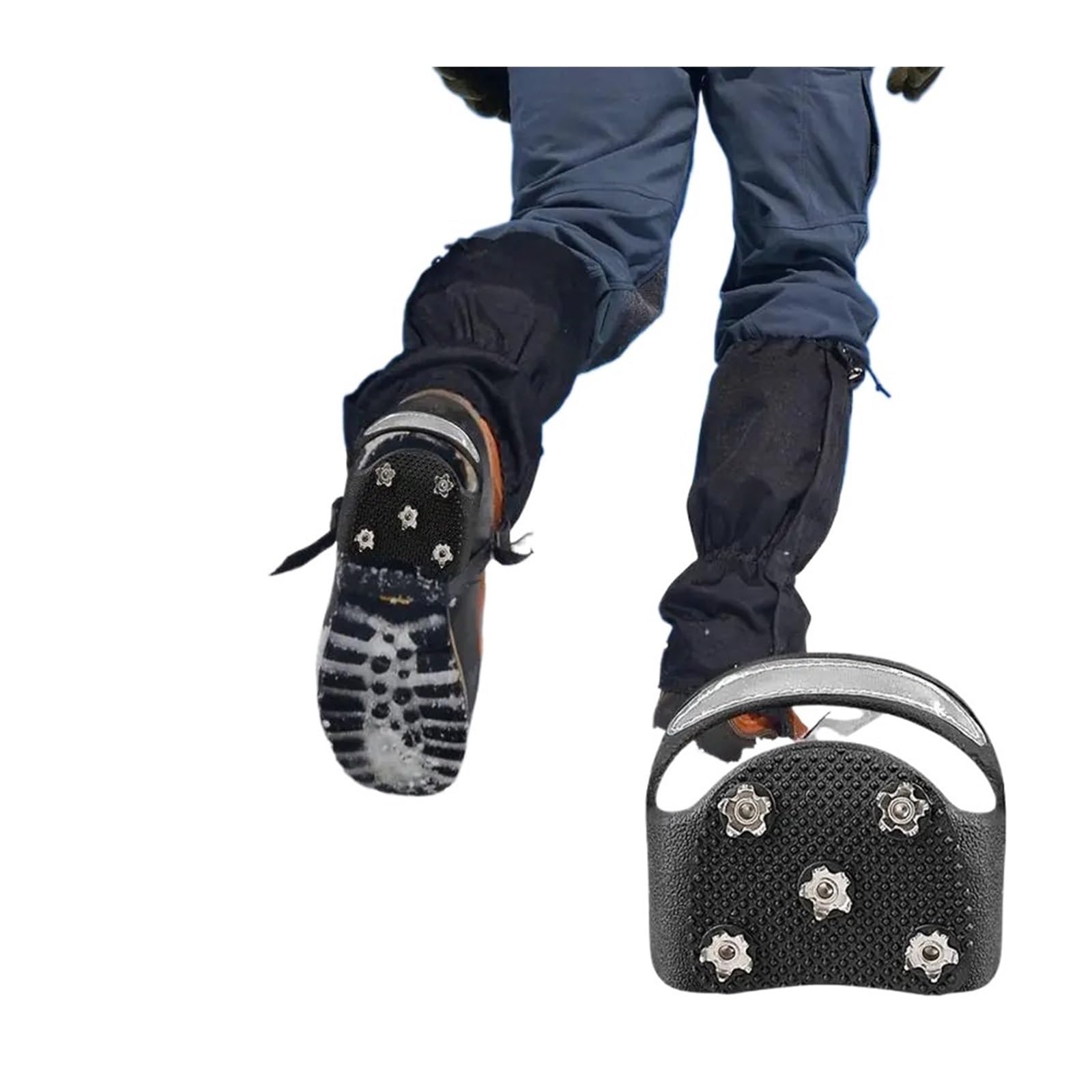 Crampons Ice Cleats for Shoes Anti-Slip Snow Shoe Gripper Spike Grips Reflective Climbing Crampons with 5Spikes Traction pour randonnée hivernale