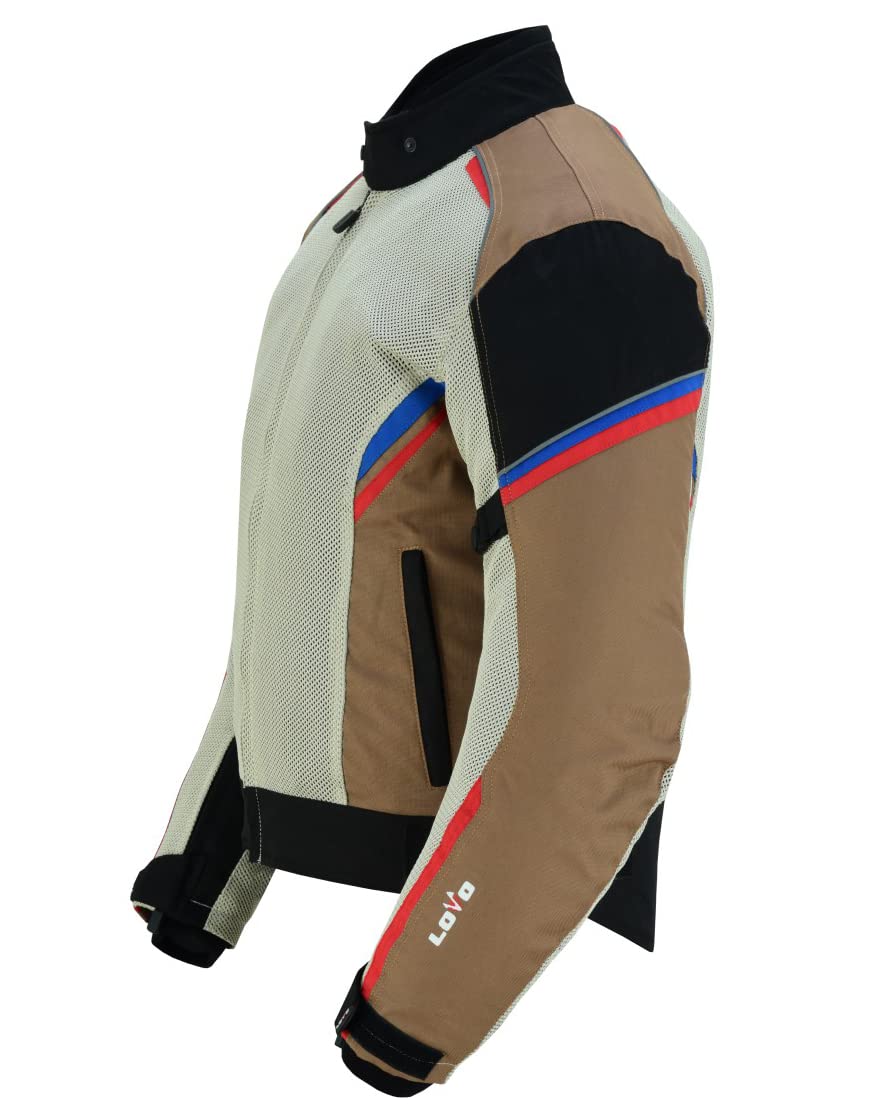 LOVO - Chaqueta Perforada Tricapa de Verano para Moto Hombre - Chaqueta Moto Hombre Verano Ligera y Transpirable - Protecciones Homologadas Incluidas - Cazadora Moto Hombre de Alta Resistencia