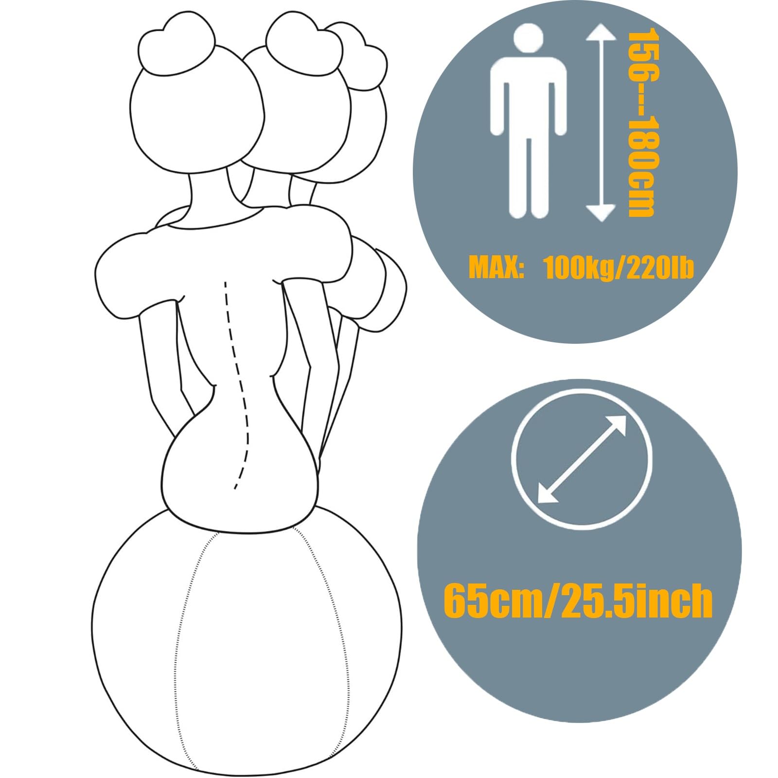 Funda para Silla con Pelota de Ejercicio de 65 cm, Funda para Pelota de Yoga Pilates, Funda para Asiento de Pelota de Equilibrio, Funda de Tela Plegable