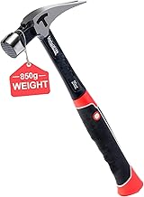 Meiwaltee Marteau Forgé Monobloc Robuste, Marteau à Griffes Droites avec Porte-clous Magnétique, Marteau à Griffes avec Face Fraisée et Poignée de Réduction Absorbant les Chocs-Poids : 850 g