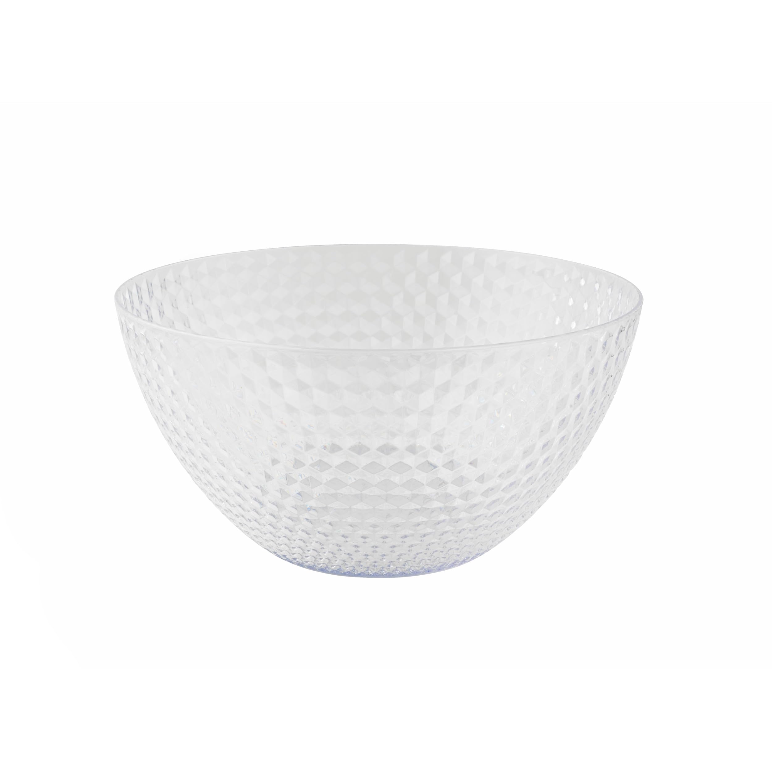 Cambridge Fete Hard Plastic Serving Bowl – Large Reusable Mixing Salad Bowl, Sturdy & Reusable, for Picnics, BBQ, Party, Outdoor/Indoor, Snacks & Crisps, BPA-Free, Clear Diamond Effect BPA-Free