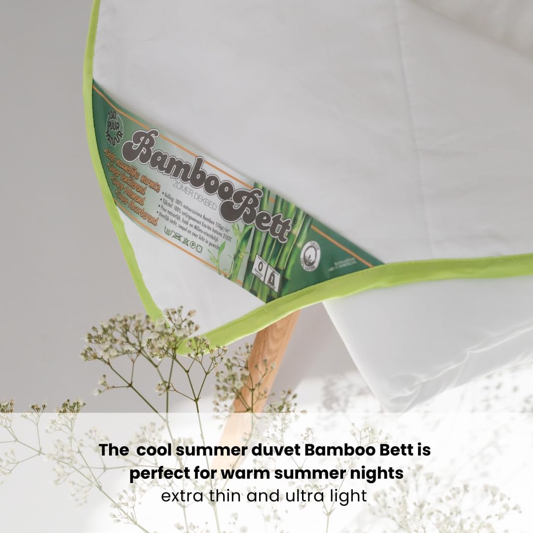 Bambus Bett - Original Sommerdecke aus reinem Bambus - Köstlich kühle und frische Bambusdecke - Leichte, geschmeidige, saugfähige, luftdurchlässige Sommerdecke - 200x220 cm (Extra lang)