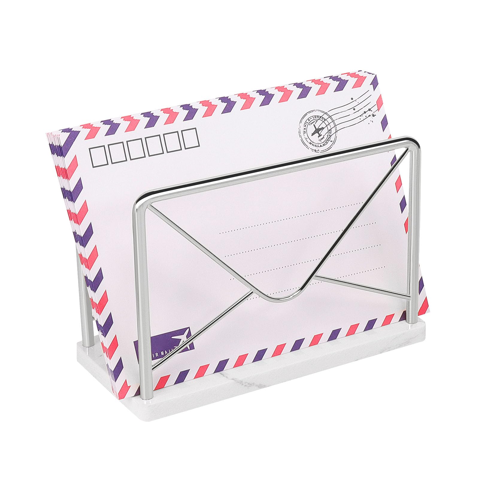 Jeasor Modern Mail Holder for Home Office, Metal Letter Organizer Sorter for Desk, Cutout Mail Envelope Design, Bill Filling Paper Document Rack,