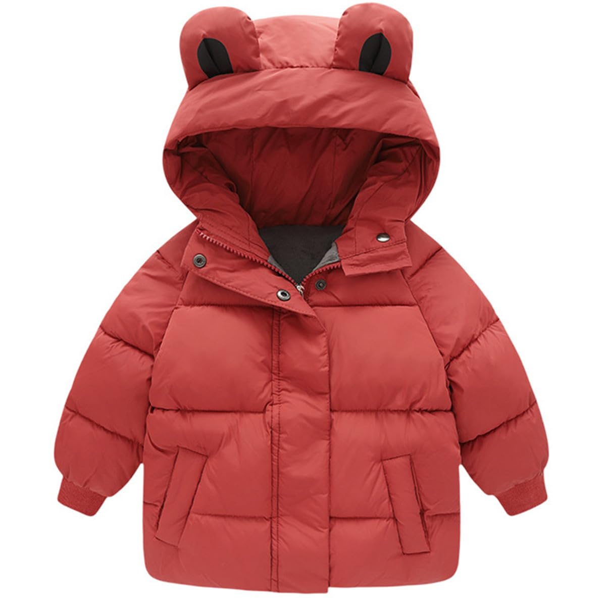 JELEUON Little Girls Boys Winter Warm Cartoon Zipper Cute Bear Ears Hoodie Jacket Down Puffer Coat Outwear 100