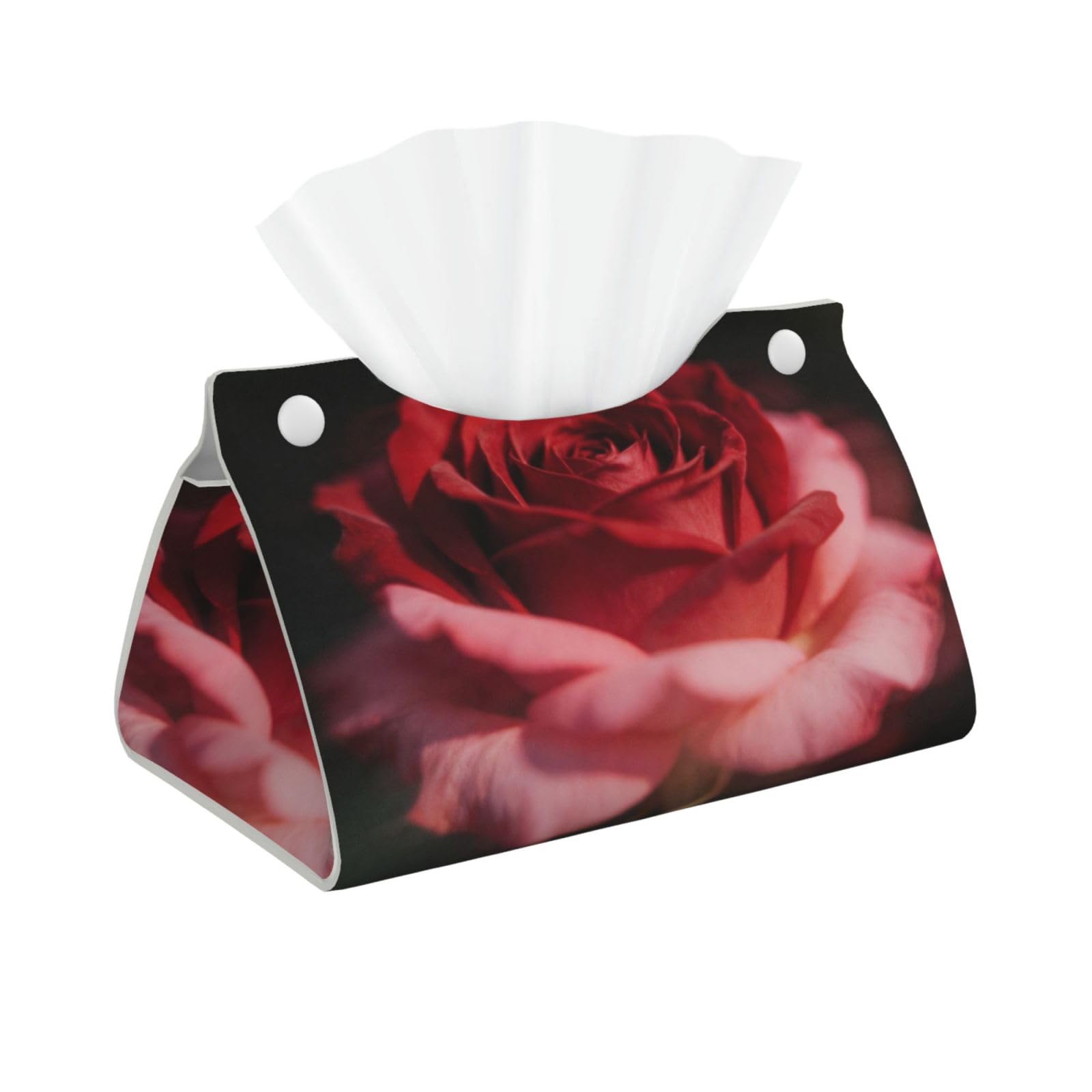 Ghost Rose Long Leather Tissue Box Cover-Waterproof PU Leather Tissue Holder for Bathroom, Decorative Rectangular Tissue Case