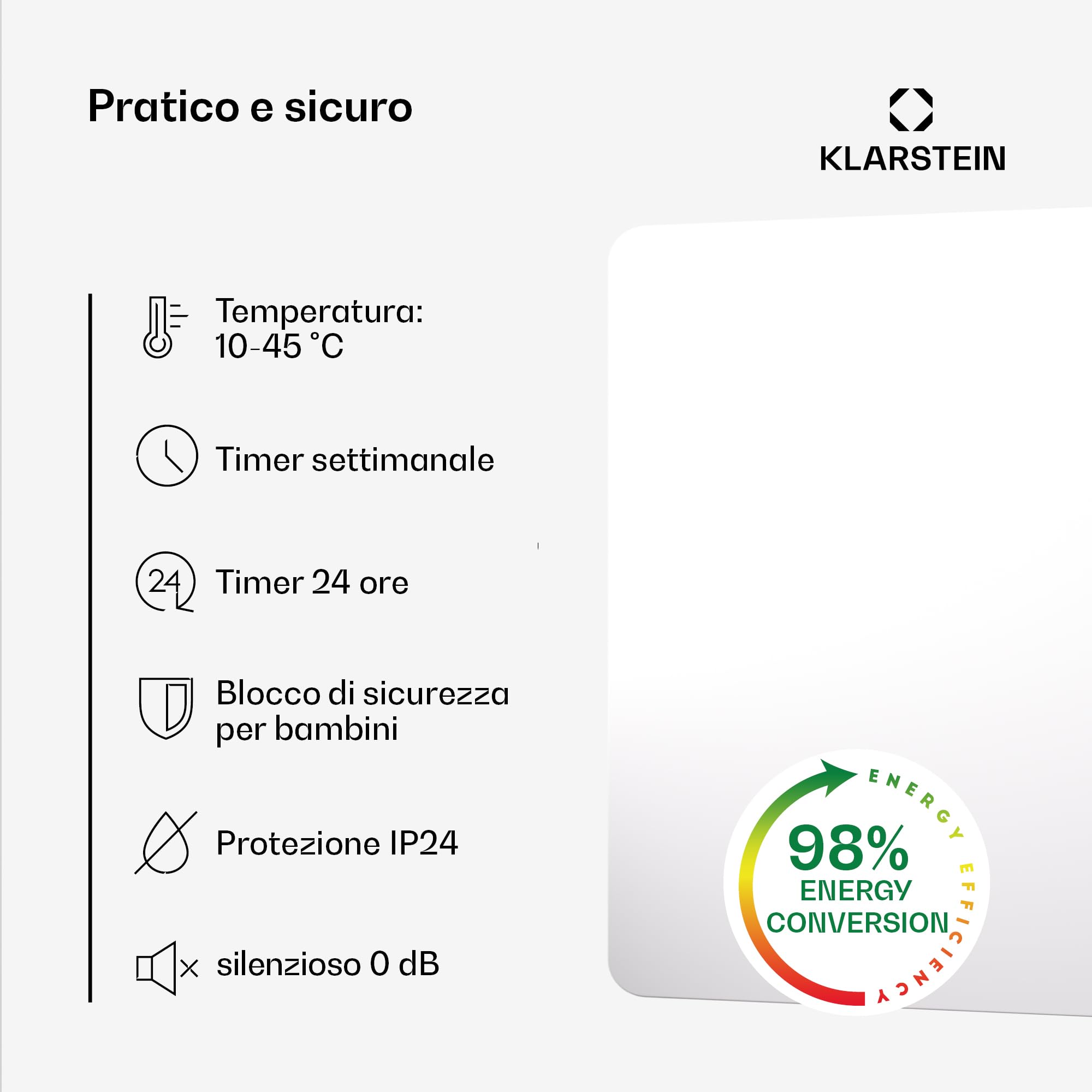 KLARSTEIN Wonderbeam 650W Riscaldatore Ibrido A Infrarossi - Montaggio A Parete, IR Comfortheat, Display LED Nascosto, Telecomando, Protezione Contro Il Surriscaldamento, Riscalda 12-18 m²
