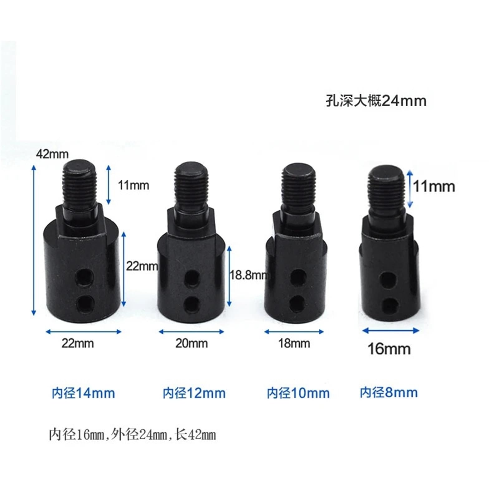 Uchwyt wiertarski bezkluczykowy, Szybkowymienny uchwyt wiertarski 0,8–10 mm z gwintem 3/8 cala-24UNF do wałów silnika 5–14(Drill Chuck 14mm Rod)