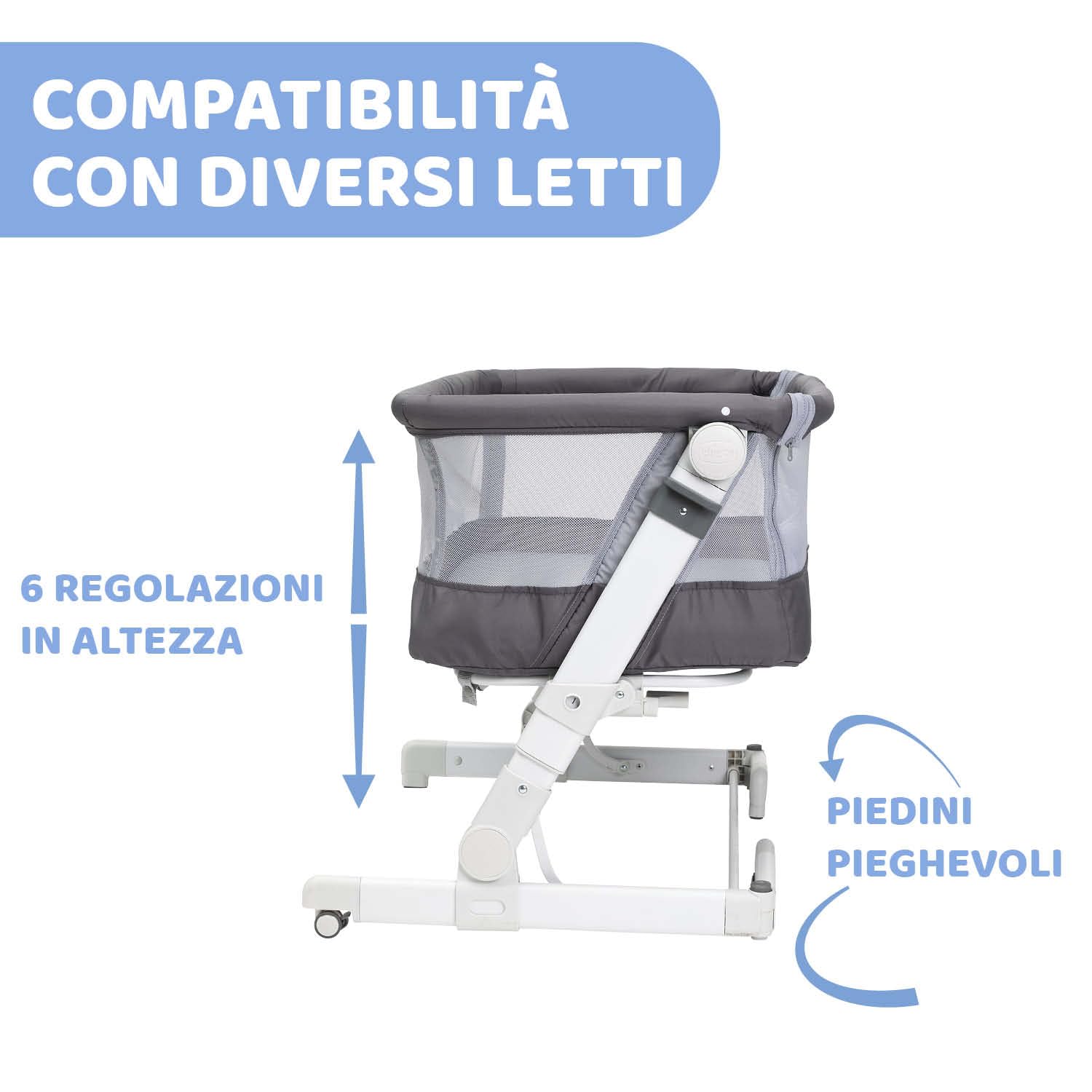 Chicco Next2Me Pop Up Culla Neonato Fianco Letto, Chiusura Compatta, Trasportabile Ovunque, Altezza Regolabile, Inclinabile, Materasso e Borsa da Viaggio Inclusi, Atmosphere