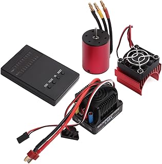 VGEBY RC ESC Brushless Motor Combo Set, Stable Reliable RC Brushless Motor 4 Pole 12 Slot Waterproof DIY Programming ESC Heat Sink Accessories for 2S 1:10 for 3S Car Model Accessory