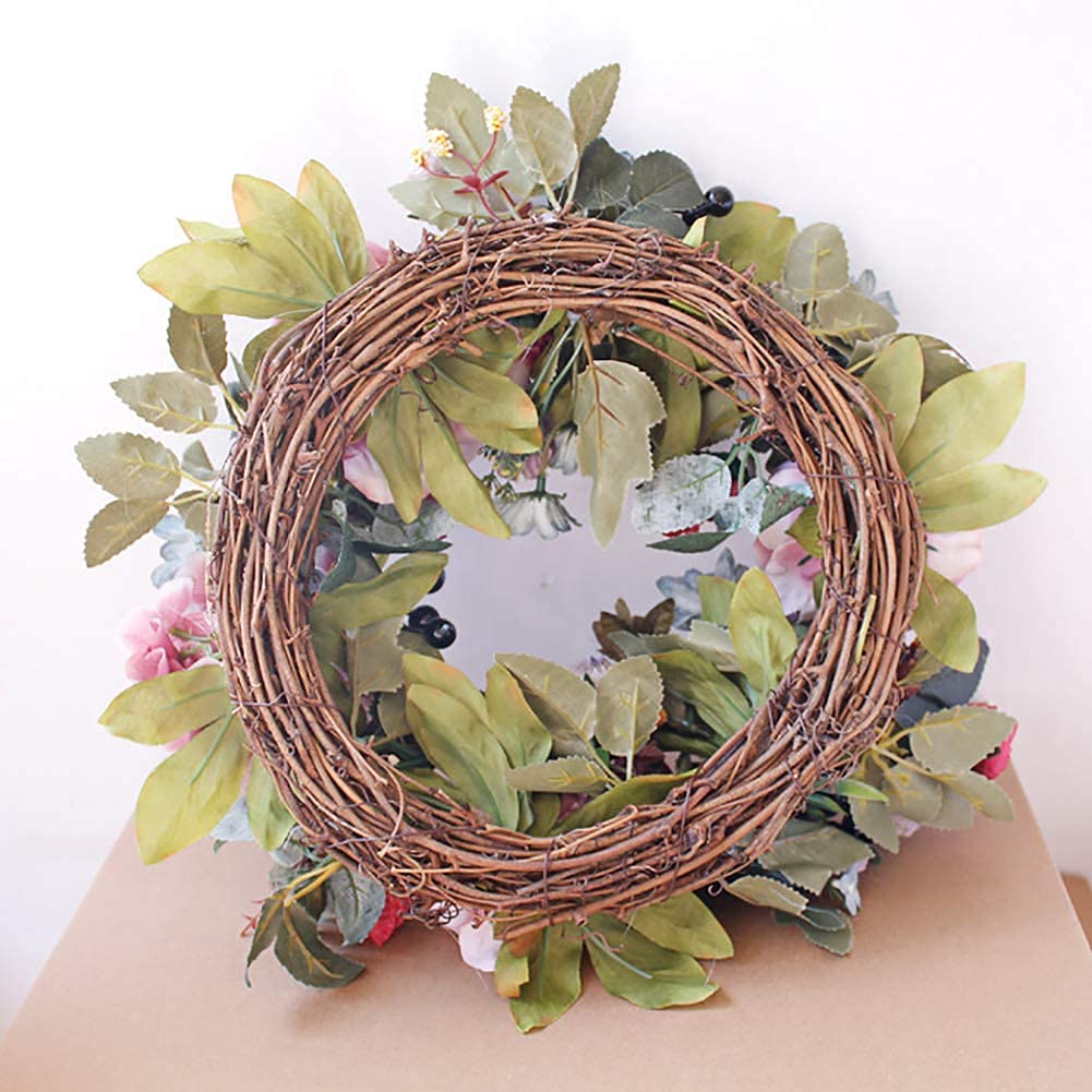 Couronnes De Vacances, Couronnes Porte D’entrée Fleur D’hortensia Artificielle Pivoine, Printemps Été Toutes Les Saisons Couronne Florale Ronde, Brindilles Vigne Suspendues Décor Mariage À La Maison