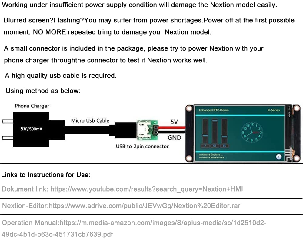 Inglese Nextion Enhanced 5.0 ''HMI USART UART Seriale TFT Touch Display Modulo Schermo Pannello per Arduino Raspberry Pi ESP8266 (NX3224K050)