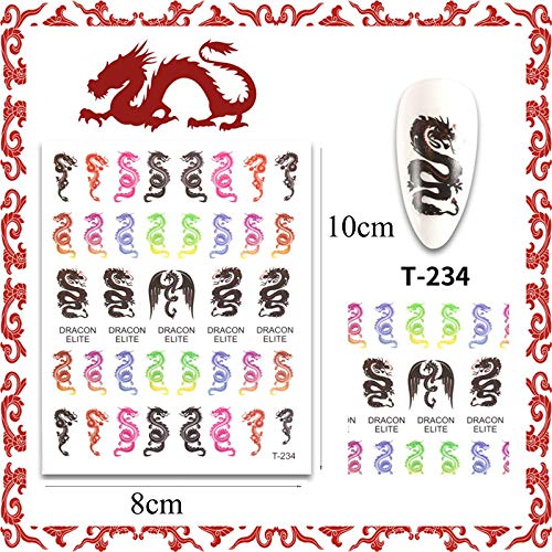 Kalolary 5pcs Dragon Element Nail Art Aufkleber, 3D Nagel Kunst Abziehbilder Selbstklebend Dragon Collection… – Bild 4