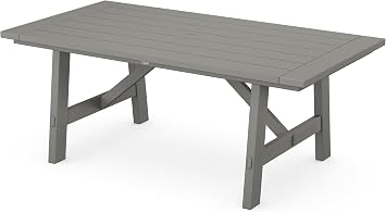 POLYWOOD Rustic Farmhouse 39" x 75" Dining Table in Slate Grey
