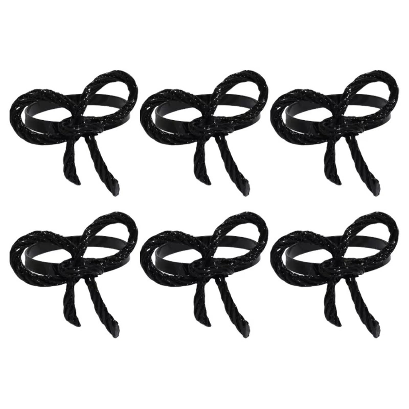 Zinc Alloy Bow Knot Napkin Rings Set of 6 Elegant Metal Napkin Holders for Dinner Party